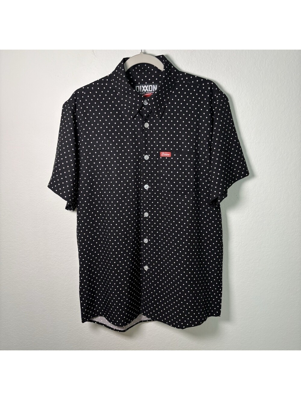 Dixxon Flannel Co The Milton Mens M Black Polka Dot Short Sleeve Button Shirt